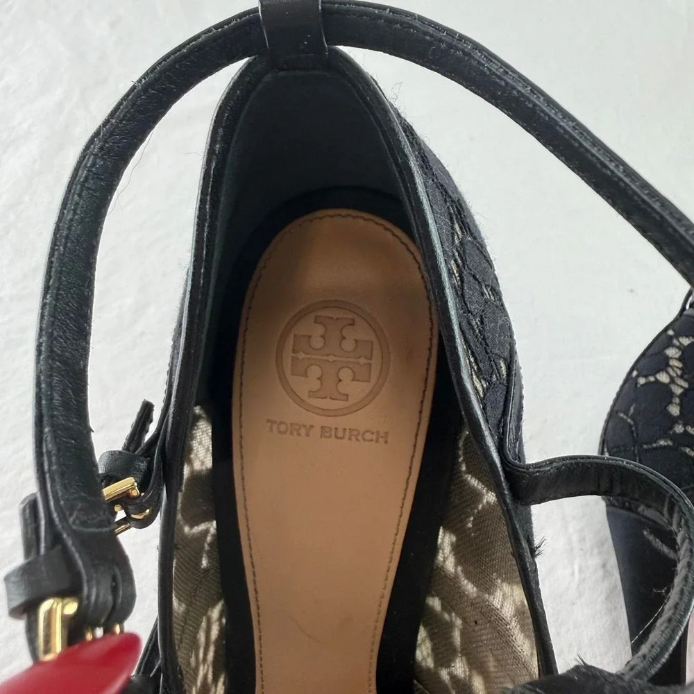 Tory Burch Sutton 100mm Pump Camellia Lace Strappy Womens 10M